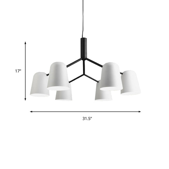 Nordic Simple Pendant Light: Iron Bell Shade Chandelier For Study Room - Black & White