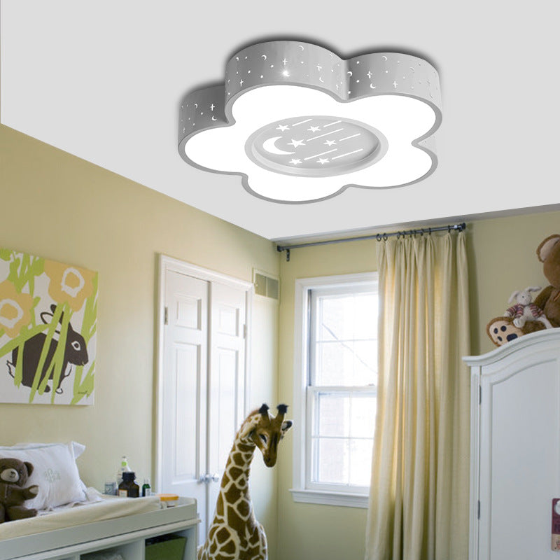 Children's Hollow Flower LED Ceiling Mount Light with Moon and Star Cartoon Design