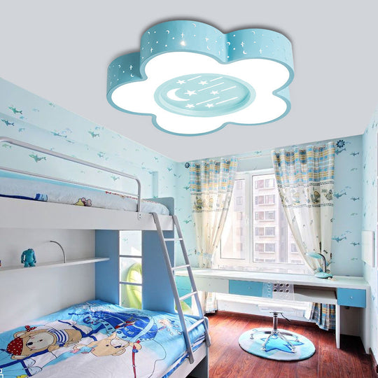 Children's Hollow Flower LED Ceiling Mount Light with Moon and Star Cartoon Design