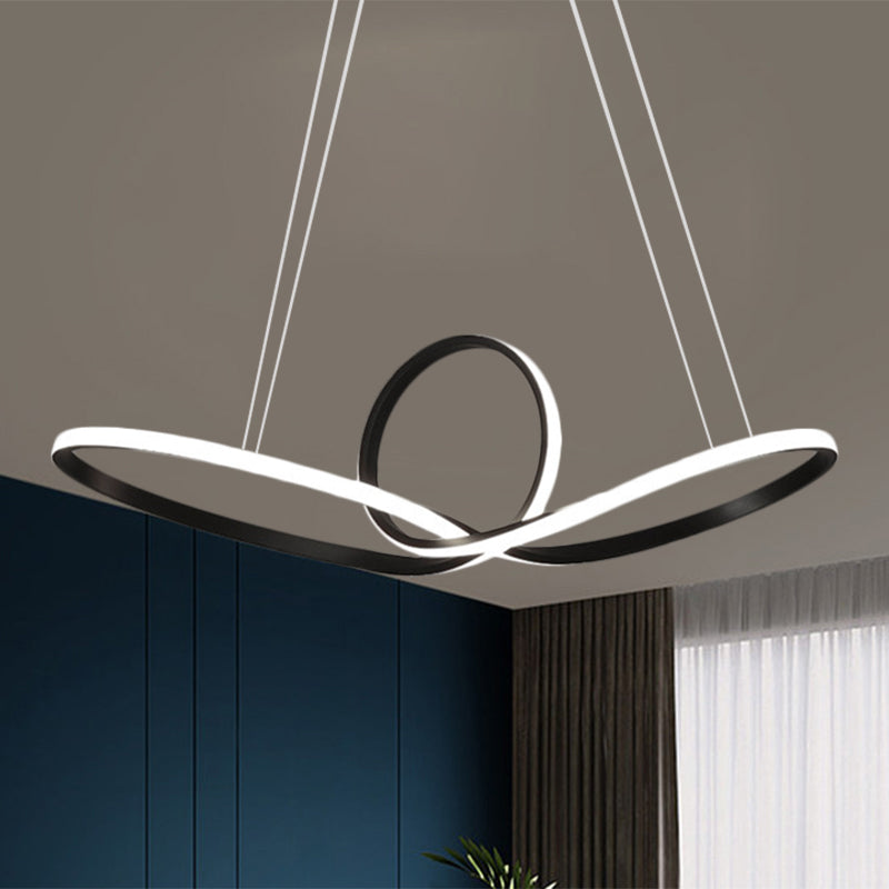 Modern LED Pendant Light - Minimalist Cycle Chandelier for Restaurant - Warm/White Light - Black/White