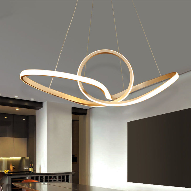 Minimalist Led Cycle Chandelier Pendant - Acrylic Warm/White Light Black/White