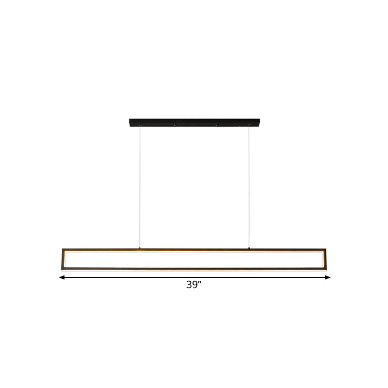 Oversized Led Island Pendant Light - Rectangular Aluminum Black Ceiling Lamp In Warm/White/Natural