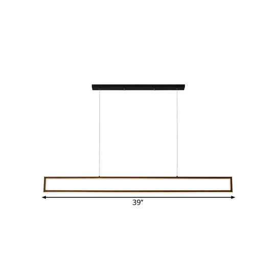 Oversized Led Island Pendant Light - Rectangular Aluminum Black Ceiling Lamp In Warm/White/Natural