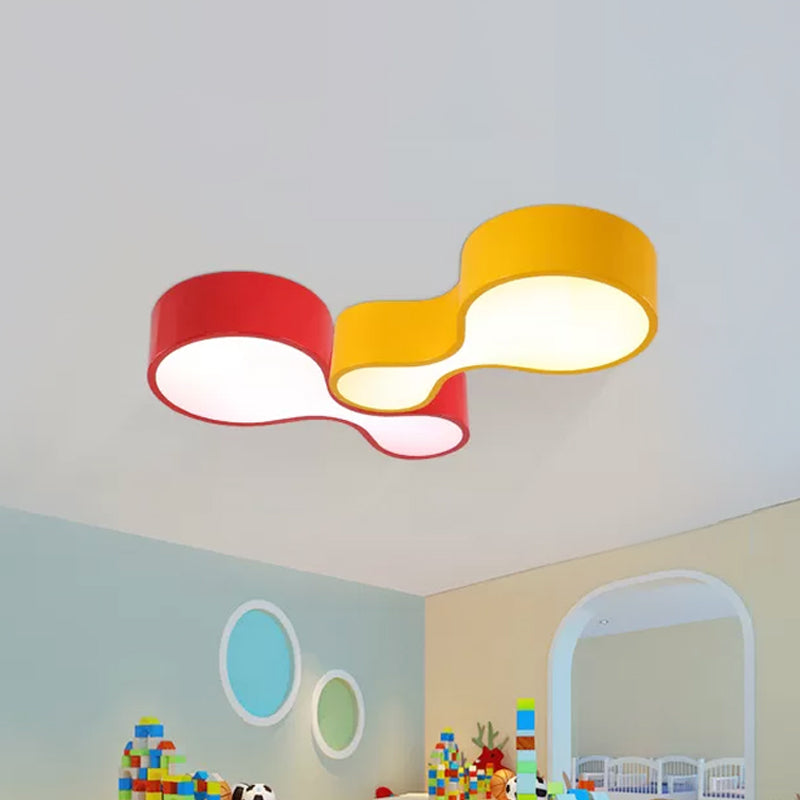 Colorful LED Flush Mount Lamp for Kids' Corridors - Red/Yellow/Blue Finish with Gourd Acrylic Shade