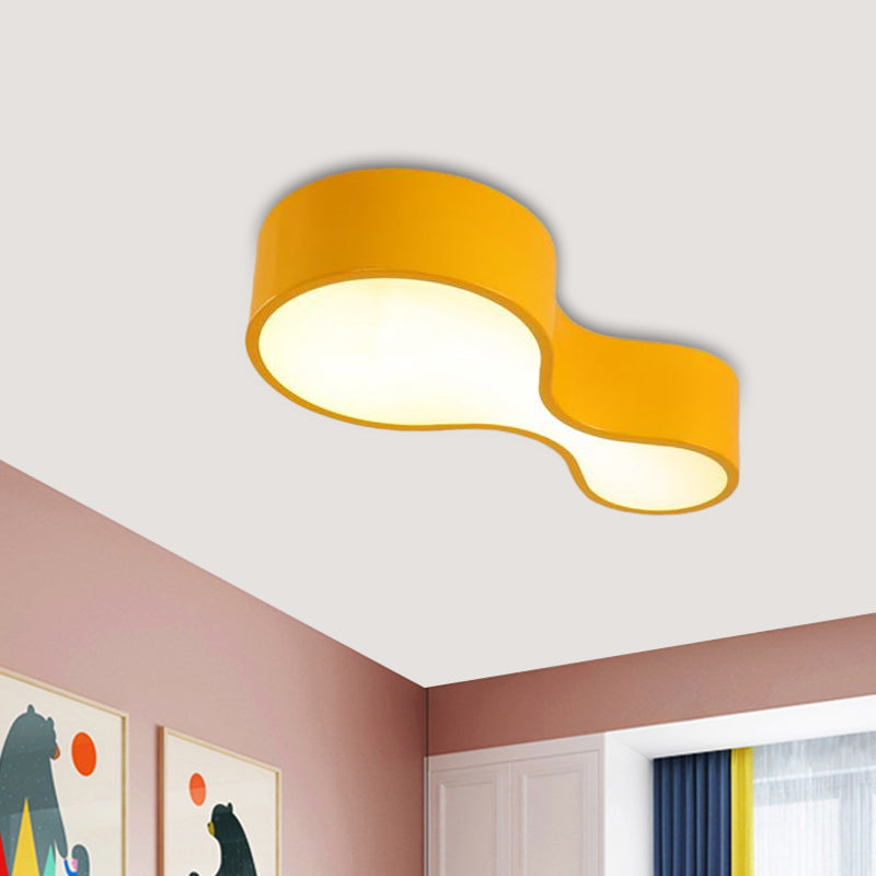 Colorful LED Flush Mount Lamp for Kids' Corridors - Red/Yellow/Blue Finish with Gourd Acrylic Shade