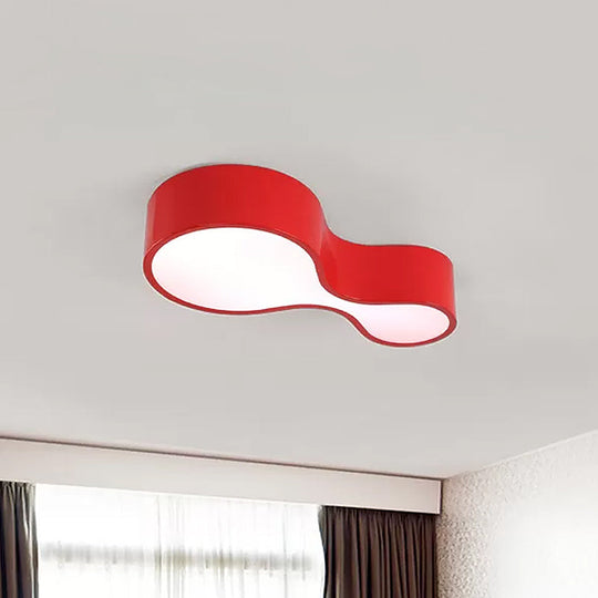 Colorful LED Flush Mount Lamp for Kids' Corridors - Red/Yellow/Blue Finish with Gourd Acrylic Shade