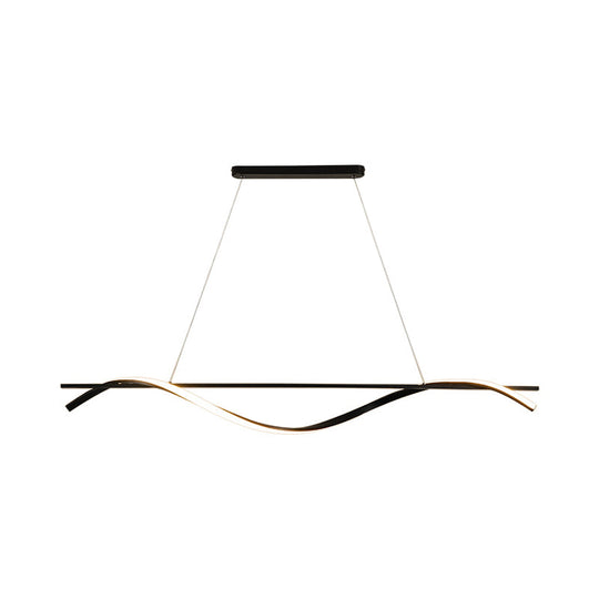 Curvy Hanging Island Light - Minimalist Acrylic Dining Room Pendant Warm/White Led Drop In Black