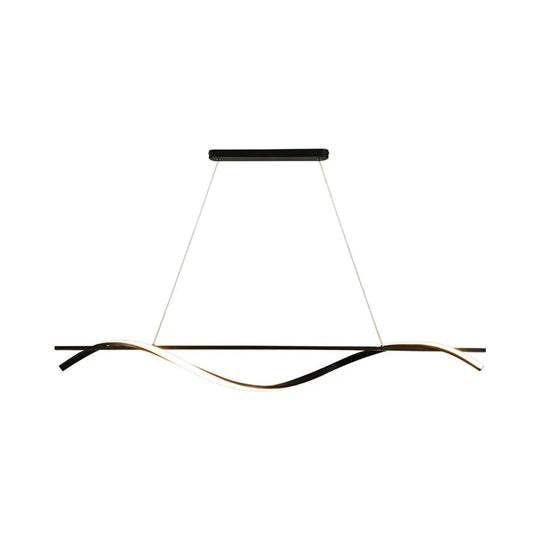 Minimalist LED Hanging Island Light for Dining Room  in Black, Warm/White Light