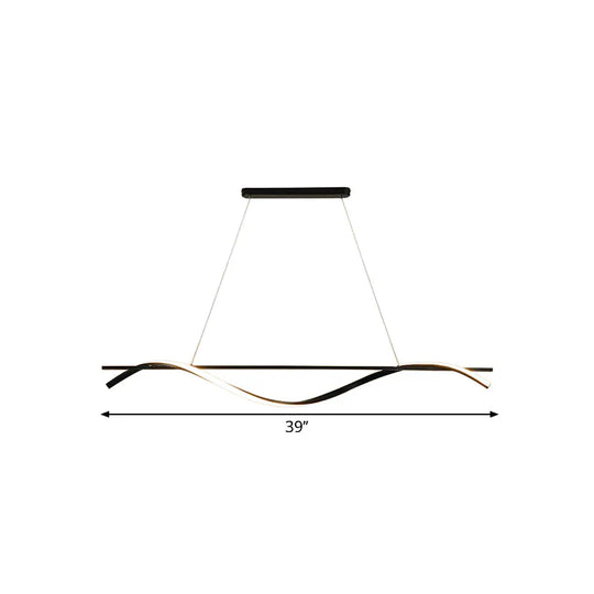 Minimalist LED Hanging Island Light for Dining Room  in Black, Warm/White Light