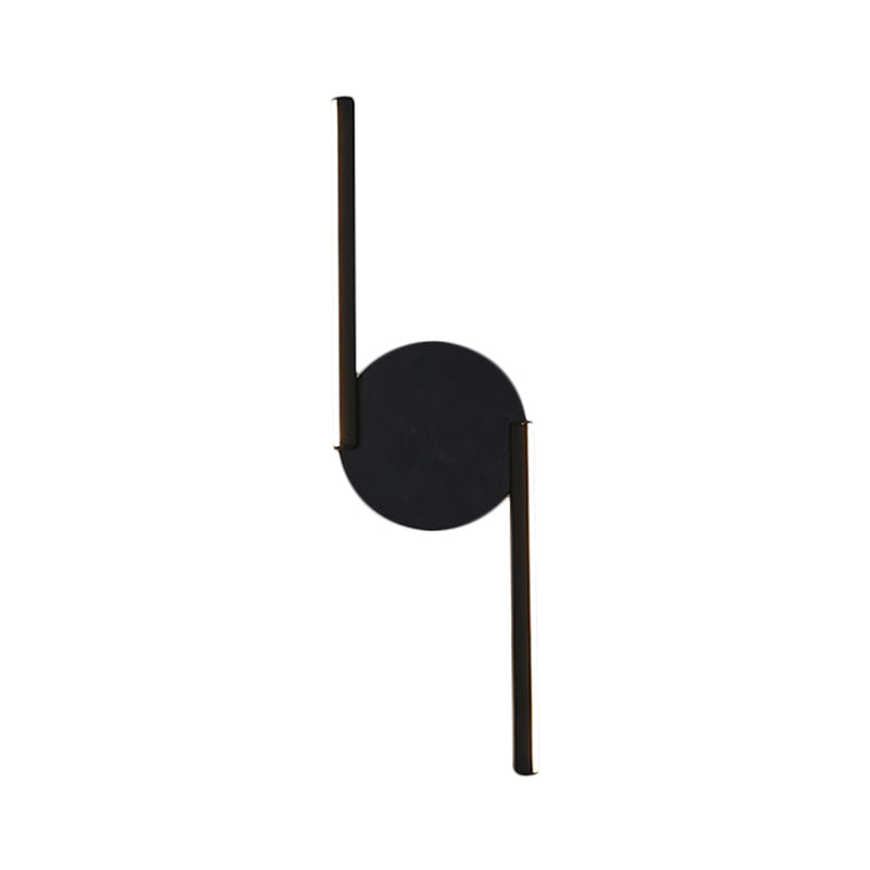 Minimalist Led Sconce In Warm/White Light For Hotels - Black Metal Wall Mounted Lamp