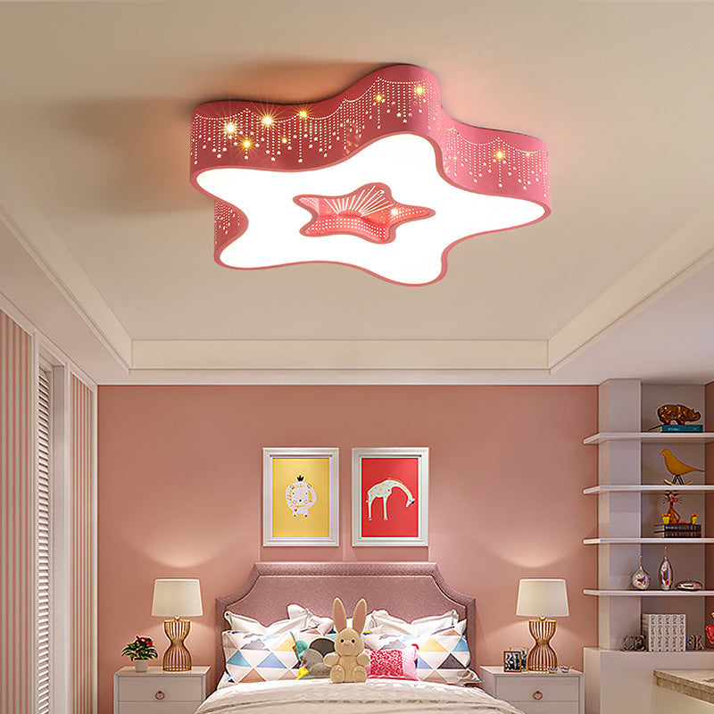 Modern Metal Acrylic Flush Mount LED Ceiling Lamp for Child Bedroom