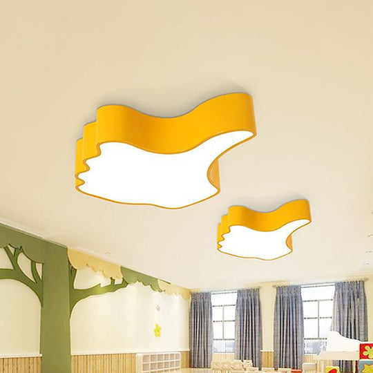 Thumbs Up Cartoon Led Flush Mount Ceiling Light Fixture In Yellow For Kids Room