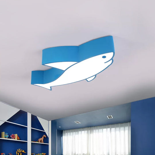 Kids LED Shark Ceiling Light with Colorful Acrylic Shade - Flush Mount Recessed Lighting