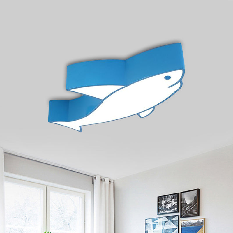 Kids LED Shark Ceiling Light with Colorful Acrylic Shade - Flush Mount Recessed Lighting