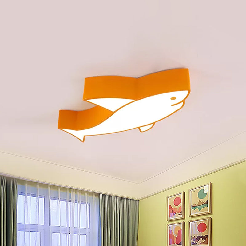 Kids LED Shark Ceiling Light with Colorful Acrylic Shade - Flush Mount Recessed Lighting