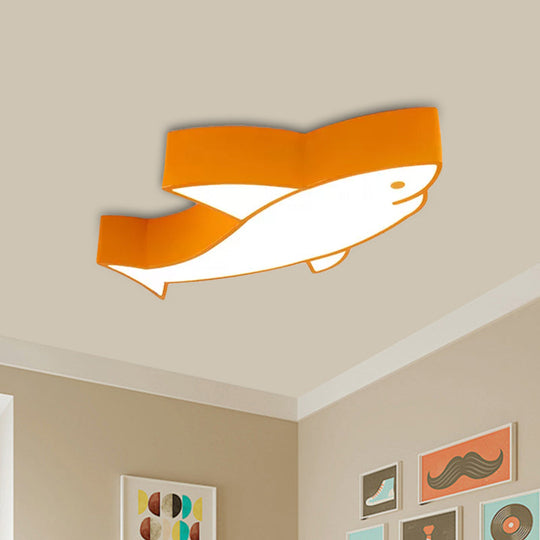 Kids LED Shark Ceiling Light with Colorful Acrylic Shade - Flush Mount Recessed Lighting