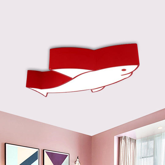 Kids LED Shark Ceiling Light with Colorful Acrylic Shade - Flush Mount Recessed Lighting