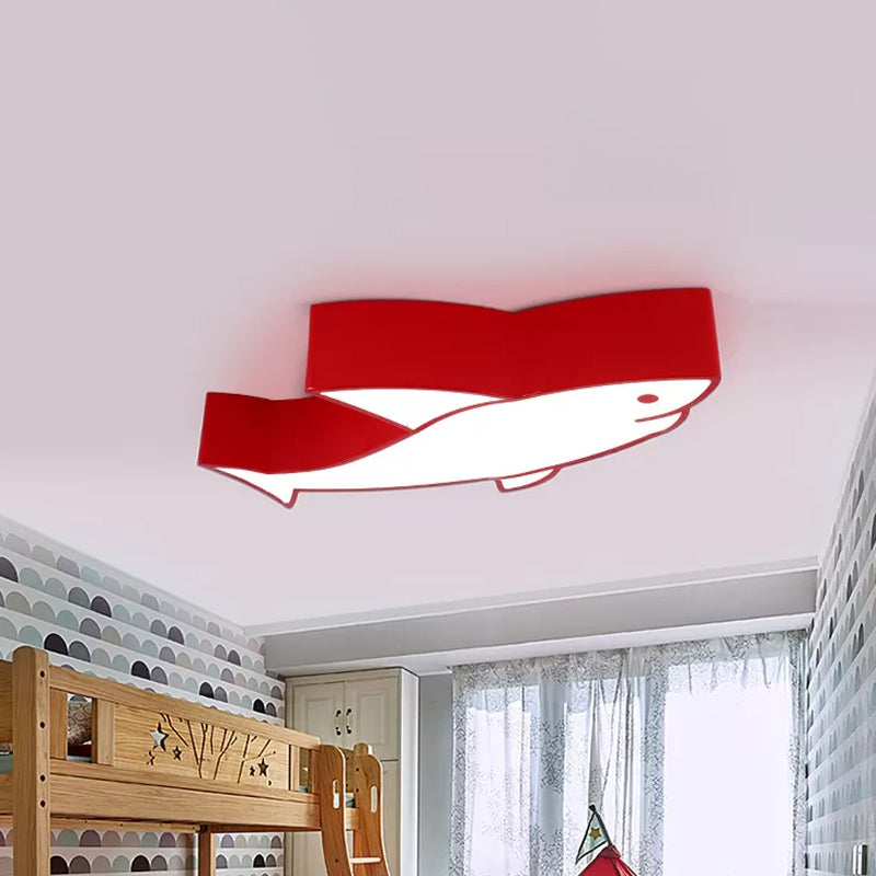 Kids LED Shark Ceiling Light with Colorful Acrylic Shade - Flush Mount Recessed Lighting