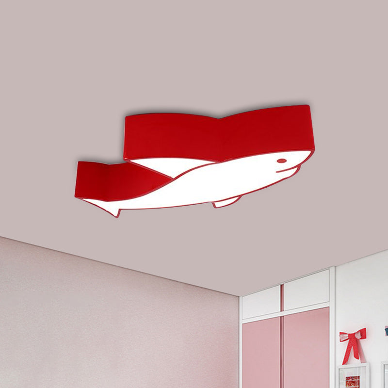 Kids LED Shark Ceiling Light with Colorful Acrylic Shade - Flush Mount Recessed Lighting