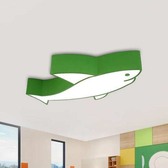 Kids LED Shark Ceiling Light with Colorful Acrylic Shade - Flush Mount Recessed Lighting