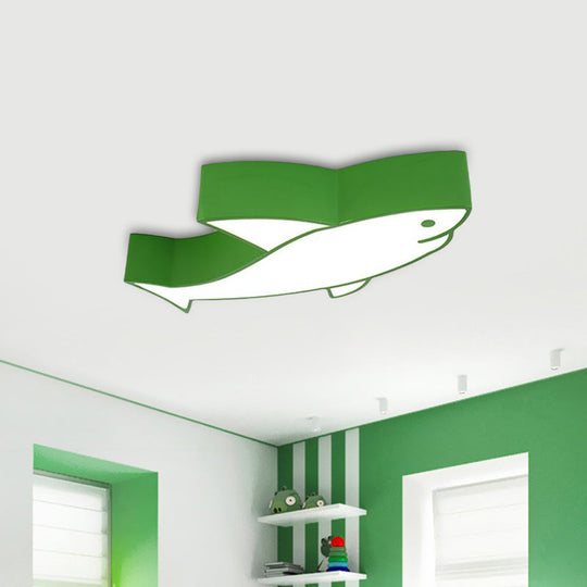 Kids LED Shark Ceiling Light with Colorful Acrylic Shade - Flush Mount Recessed Lighting