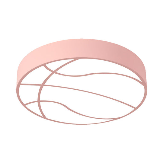 Modern Pink Basketball LED Ceiling Light in Warm/White - Acrylic Flush Mount Lamp