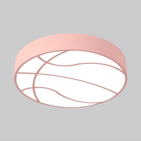 Modern Pink Basketball LED Ceiling Light in Warm/White - Acrylic Flush Mount Lamp