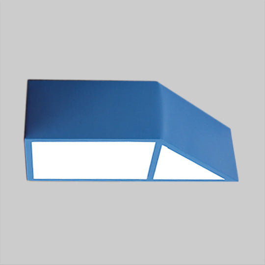 Nordic LED Trapezoid Close to Ceiling Lamp - Blue/Red/Yellow Flush Mount Fixture with Acrylic Shade