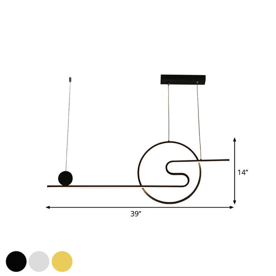 Minimal Acrylic Linear Led Island Light With Sun And Cloud Design - Warm/White Black/White/Gold