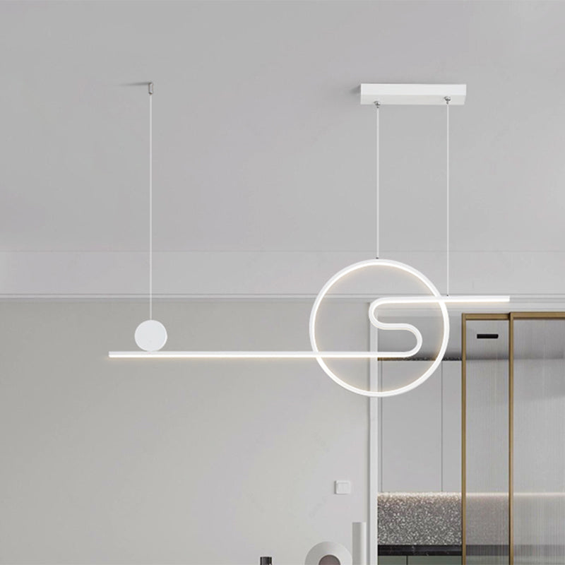 Minimal Acrylic Linear Led Island Light With Sun And Cloud Design - Warm/White Black/White/Gold