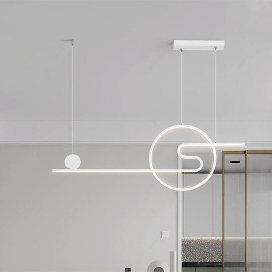 Minimal Acrylic Linear Led Island Light With Sun And Cloud Design - Warm/White Black/White/Gold