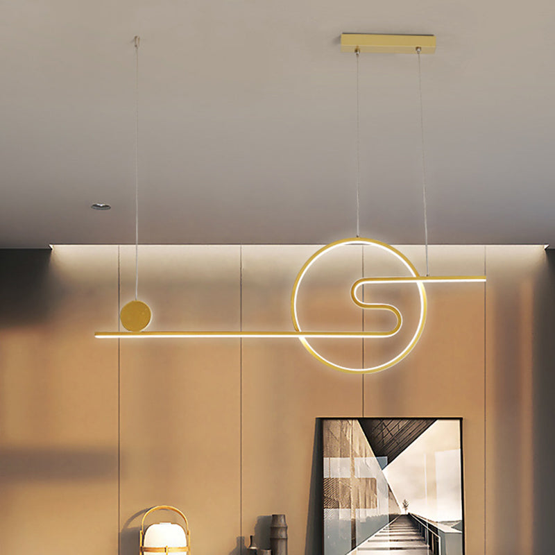 Minimal Acrylic Linear Led Island Light With Sun And Cloud Design - Warm/White Black/White/Gold