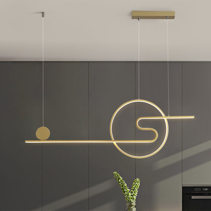 Minimal Acrylic Linear Led Island Light With Sun And Cloud Design - Warm/White Black/White/Gold