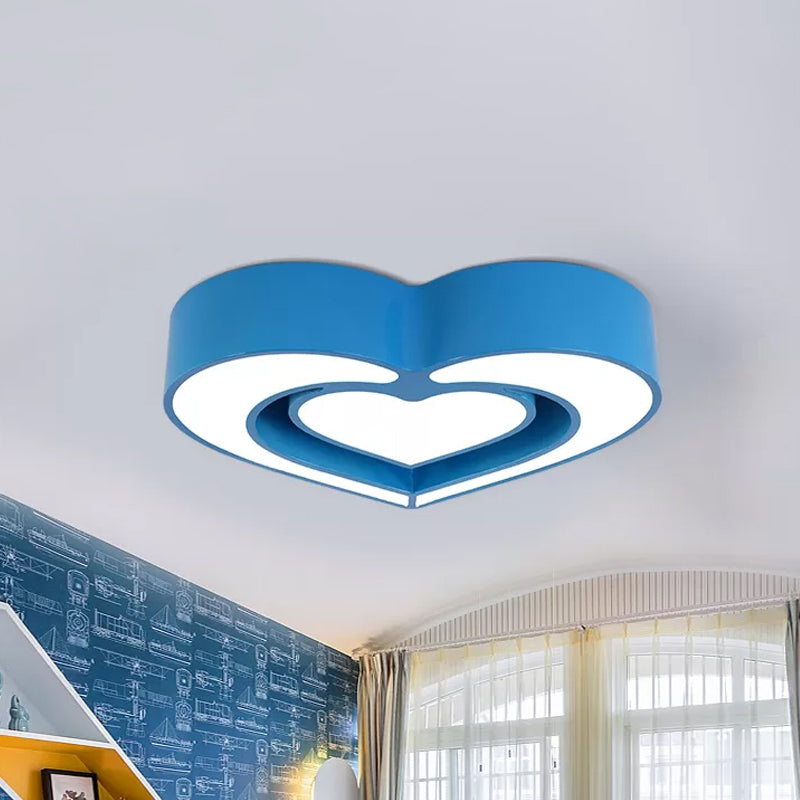 Kids' Acrylic Dual Loving Heart LED Flush Ceiling Light - Red/Yellow/Blue Flush Mount Lamp for Bedroom