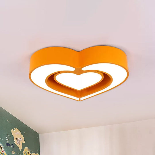 Kids' Acrylic Dual Loving Heart LED Flush Ceiling Light - Red/Yellow/Blue Flush Mount Lamp for Bedroom