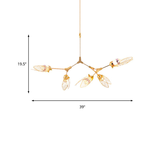 Butterfly Chandelier Pendant Light - Romantic Metallic Gold Finish For Dining Table