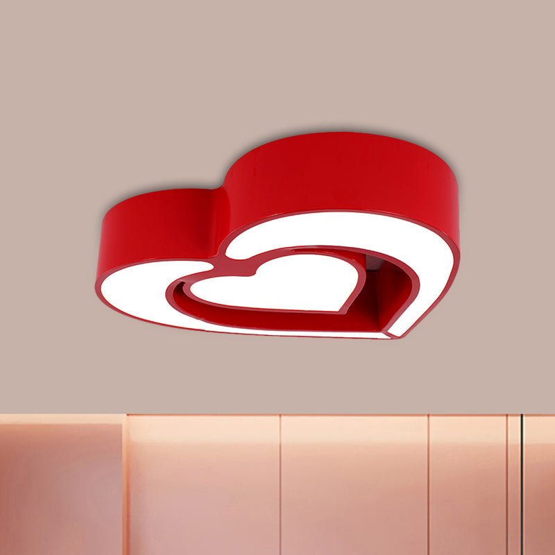 Kids' Acrylic Dual Loving Heart LED Flush Ceiling Light - Red/Yellow/Blue Flush Mount Lamp for Bedroom