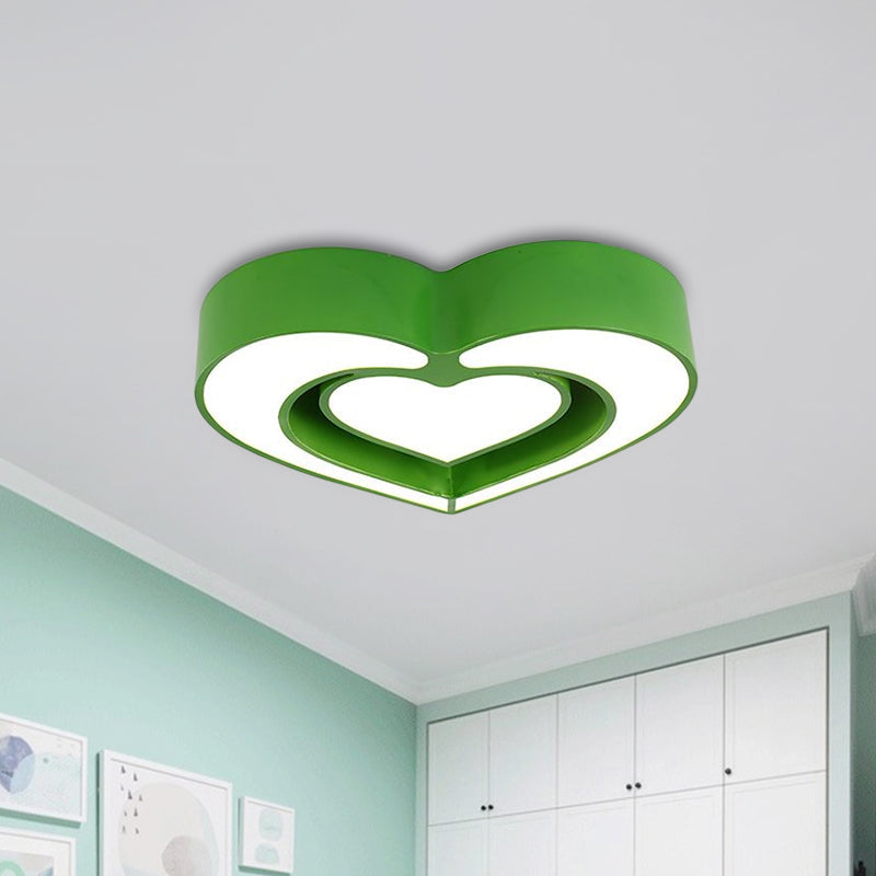 Kids' Acrylic Dual Loving Heart LED Flush Ceiling Light - Red/Yellow/Blue Flush Mount Lamp for Bedroom