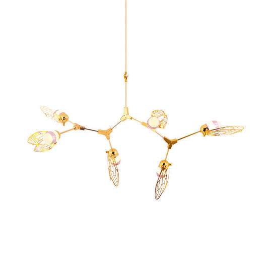 Butterfly Chandelier Pendant Light - Romantic Metallic Gold Finish For Dining Table