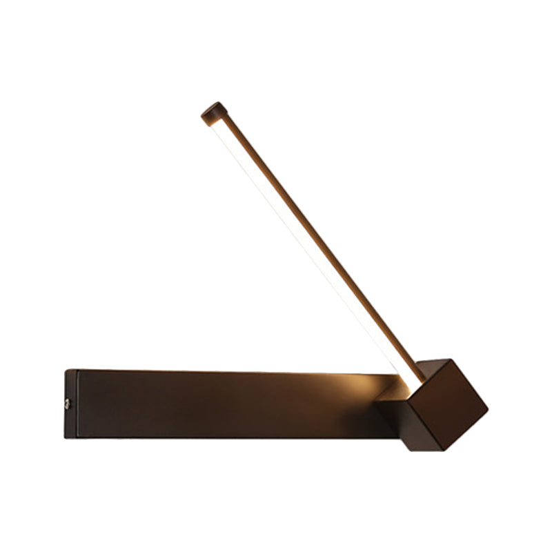 Modern Black Led Wall Light: Slim Rod Aluminum Sconce Lamp In Warm/White Light