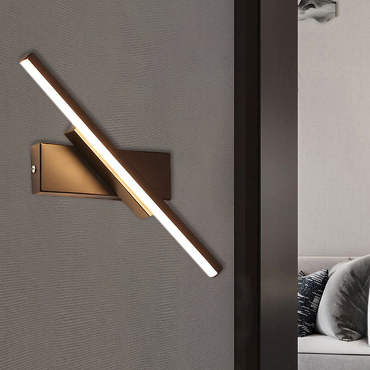 Modern Black Led Wall Light: Slim Rod Aluminum Sconce Lamp In Warm/White Light / White B