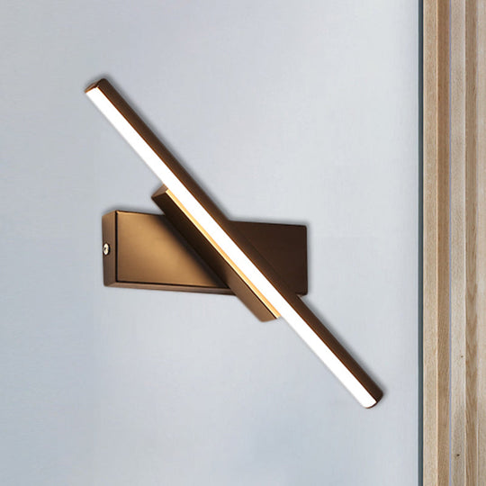 Modern Black Led Wall Light: Slim Rod Aluminum Sconce Lamp In Warm/White Light