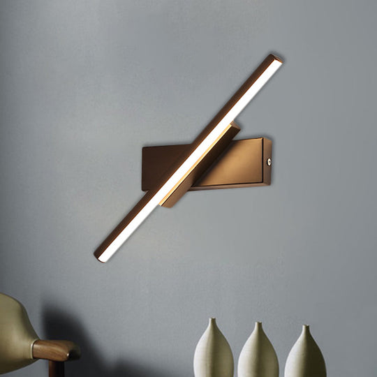 Modern Black Led Wall Light: Slim Rod Aluminum Sconce Lamp In Warm/White Light