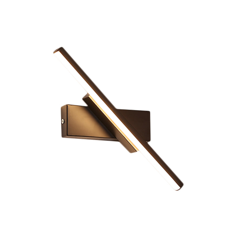 Modern Black Led Wall Light: Slim Rod Aluminum Sconce Lamp In Warm/White Light