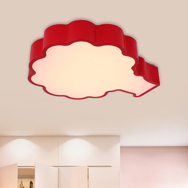 Cartoon Style LED Acrylic Flush Mount Ceiling Lamp - Blue/Red/Green Apple Tree Design for Bedrooms