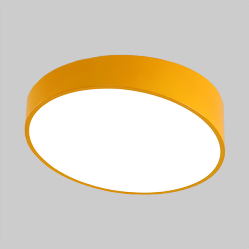 Modern Bevel-Edge Drum Ceiling Flush Acrylic LED Flush Mount Light Fixture in Red/Yellow/Blue