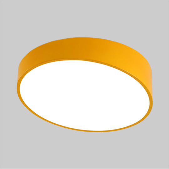 Modern Bevel-Edge Drum Ceiling Flush Acrylic LED Flush Mount Light Fixture in Red/Yellow/Blue