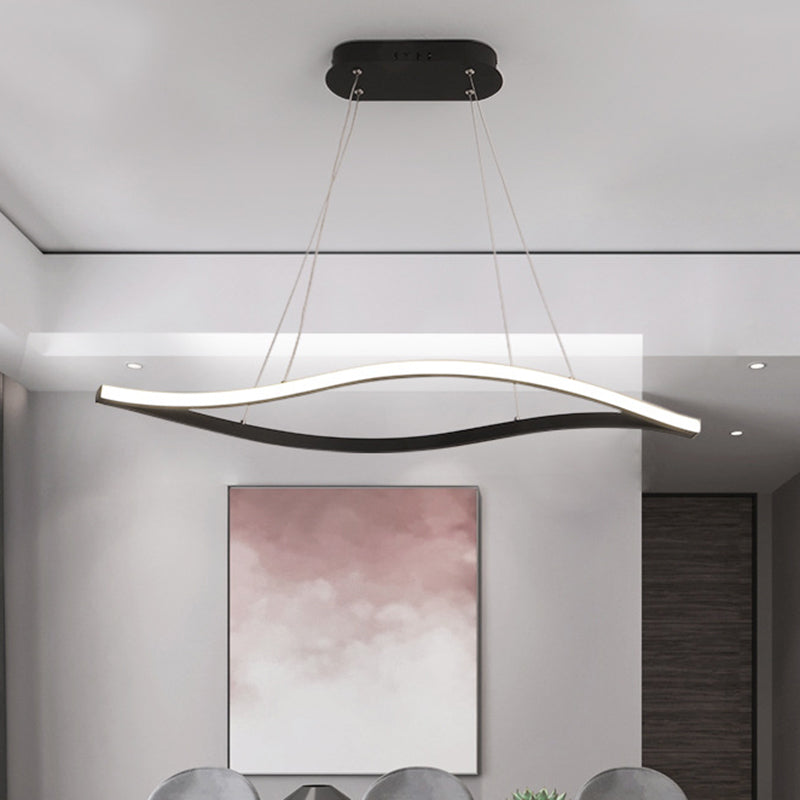 Aluminum Leaf Drop Pendant Led Island Lamp - Simplicity Black/White Warm/White Light 31.5/39 Wide