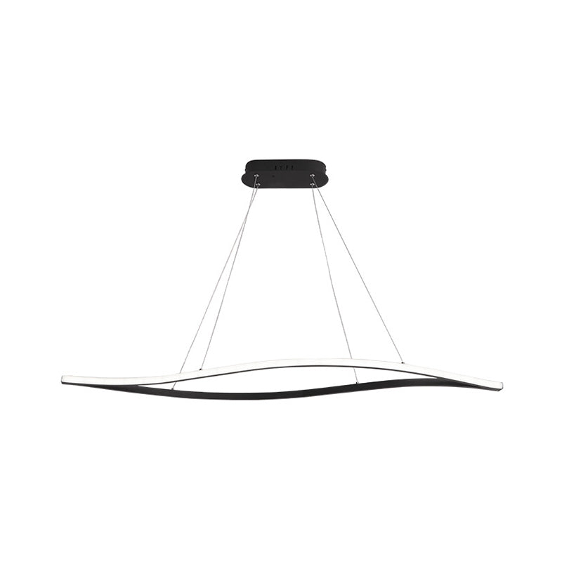 Aluminum Leaf Drop Pendant Led Island Lamp - Simplicity Black/White Warm/White Light 31.5/39 Wide