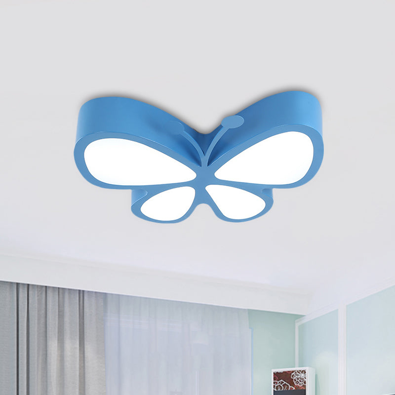 Kids' LED Butterfly Ceiling Lamp with Acrylic Shade - Red/Yellow/Blue Flushmount Light